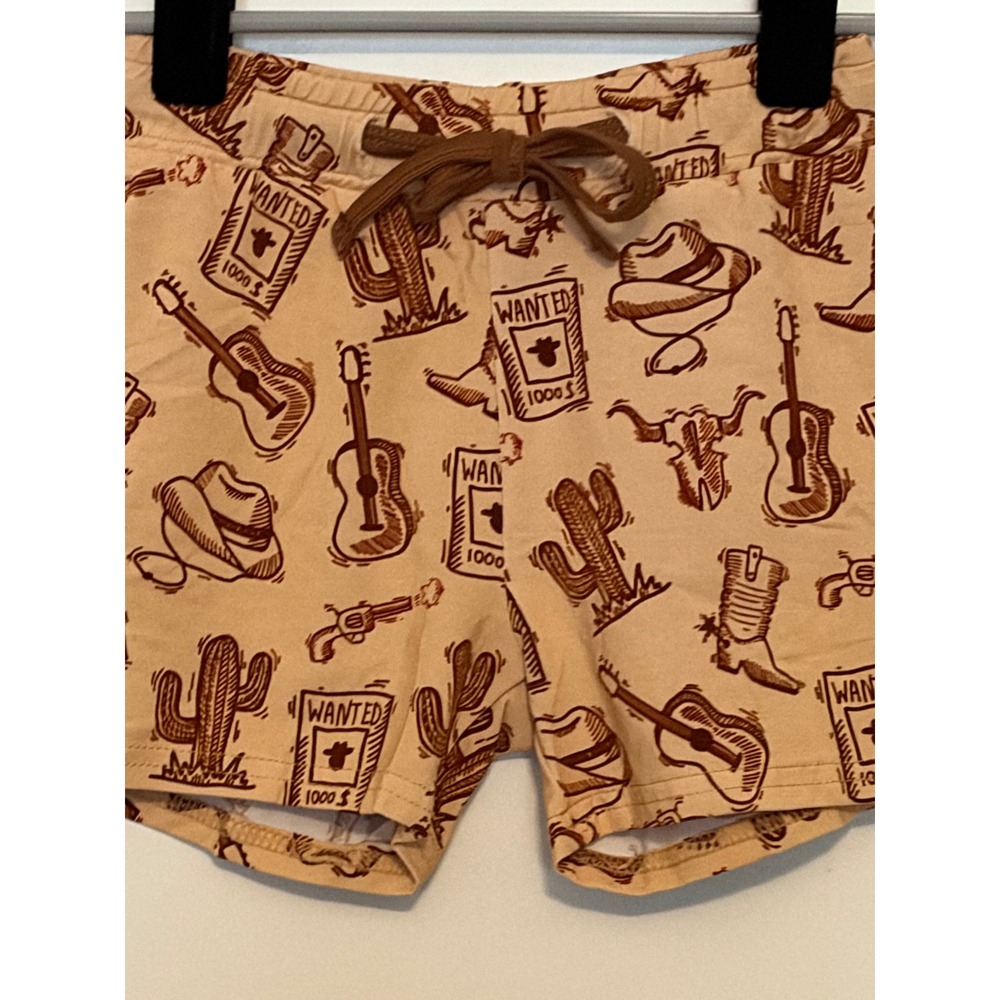 Minikin Mischief Western Cowboy Print Shorts Kids 3T Boys Girls Elastic Waist - Picture 2 of 6